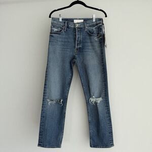 MOTHER Superior The Tomcat Distressed Straight-Leg Jeans in Seriously Truce